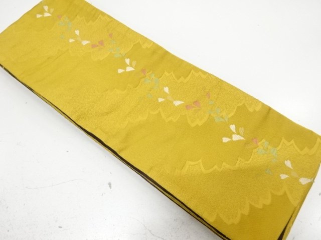 花模様織り出し　半幅帯